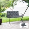 Outsunny 2 Seater Bench Cushion, Garden Chair Cushion with Back and Ties for Indoor and Outdoor Use, 98 x 100 cm, Dark Grey