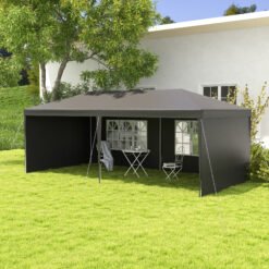 Outsunny 2.95 x 5.83 m Semi-Open Gazebo - Dark Grey