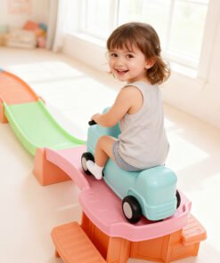 AIYAPLAY 3(m) Four-Piece Ride on Kids Roller Coaster w/ Non-Slip Steps, for Ages 2-5 Years - Orange