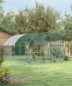 PawHut Walk In Chicken Run with Chicken Activity Shelf and Cover, 2.8 x 3.8 x 2m