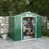 Outsunny 7 x 4ft Metal Garden Shed, Outdoor Storage Tool House with Ventilation Slots, Foundation Kit and Lockable Double Doors, Green