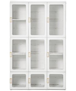 HOMCOM Portable Clothes Wardrobe for Bedroom, Foldable Clothes Organiser with Cube Storage, Hanging Rods, Magnet Doors, White