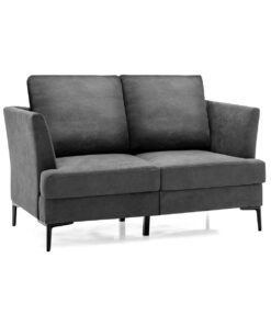 Modern Upholstered Linen Fabric 2-Seater Sofa-Grey