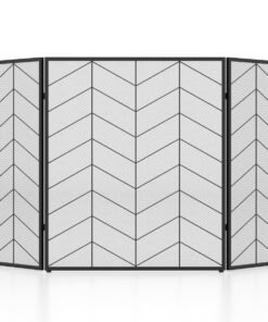 3-Panel Folding Spark Guard with Chevron Herringbone Pattern