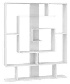 7-Tier Geometric Bookshelf with 2 Anti-Tipping Kits-White