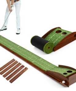 Golf Putting Practice Mat with Auto Ball Return for Home and Office-2 Holes