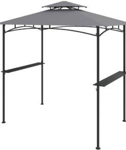 242 x 150 cm Grill Gazebo with 2 Shelves and 6 Hooks-Grey