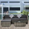 Outsunny Rattan Garden Sofa Set, 4-Seater Wicker Sectional for Garden, Grey