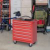 DURHAND 7-Drawer Tool Box on Wheels Tool Cabinet 150 Load with Lockable Swivel Castors, Red