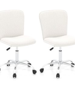 Height-adjustable Ergonomic Chair wIth Wheels  for Adults and Teenangers-White