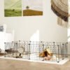 PawHut DIY Pet Playpen Metal Wire Fence 12 Panel Enclosure Indoor Outdoor Guinea Pig Bunny Small Animals Cage Black