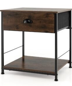 2-tier Nightstand Bedside End Sofa Coffee Table for Bedroom Living Room-Brown
