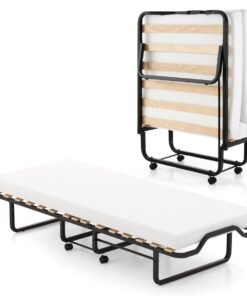 Folding Bed with Mattress Space-Saving Fold-Up for Easy Storage