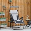 Outsunny Zero Gravity Lounger Chair, Folding Reclining Patio Chair with Shade Cover, Padded Seat, Cup Holder, Soft Cushion and Headrest for Poolside, Camping, Grey