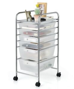 6 Drawers Storage Trolley with 4 Wheels for Makeup Beauty Salon-Transparent