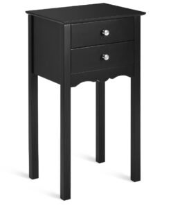 Modern Versatile Side Table with 2 Drawers-Black
