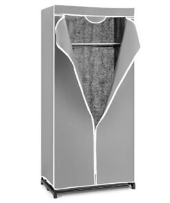 Double Canvas Wardrobe with Dust-proof Cover-Grey