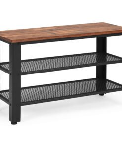 3-Tier Industrial Shoe Rack Bench for Shoes Storage-Black