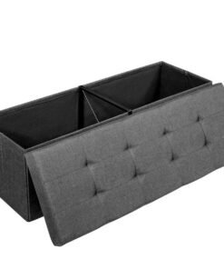 Folding Storage Ottoman Bench with Lid for Hallway-Grey