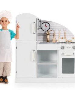 Wooden Kitchen Playset with Cookware Accessories and Faucet