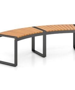 Acacia Wood Fire Pit Bench with Slatted Seat  Metal Legs-1 Pack
