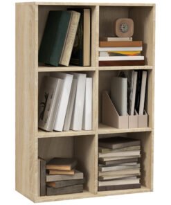 HOMCOM Six-Cube Bookcase - Oak Wood Effect