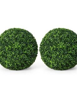 Set of 2 Artificial Topiary Balls 48cm Faux Boxwood Balls-No Flower
