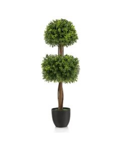 100 CM Artificial Boxwood Topiary Ball Tree with Cement-filled Plastic Pot