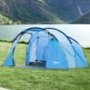 Outsunny 2 Room Tent with Vestibule, Weather-Resistant Camping Tent with Air Vents for Fishing Hiking, Sky Blue