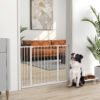 PawHut Dog Gate Pet Safety Gate Stair Barrier Pressure Fit Adjustable 76-82/86-97/101-107 cm, White