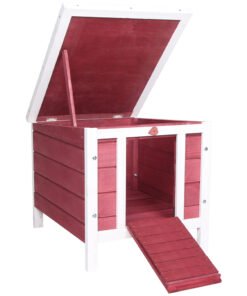 PawHut Wooden Rabbit Hutch 51 x 42 x 43 cm, Red