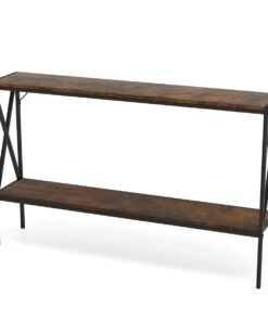 Industrial Console Table 2-Tier Narrow Sofa Table Behind Couch-Rustic Brown