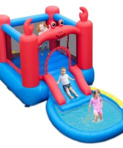 Inflatable Red Crab-themed Water Slide Park with Slide and Splash Pools