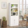 HOMCOM Kitchen Cupboard with 6-tier Shelving, Freestanding Storage Cabinet Sideboard, Pantry Cupboard with 3 Open Compartments and Double-door Cabinet with Adjustable Shelves, White