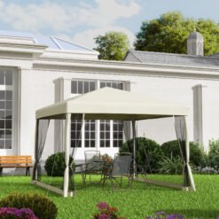 Outsunny 3 x 3(m) Pop Up Gazebo with 4 Mesh Sides and Carry Bag, Height Adjustable Party Canopy Tent, Portable Garden Outdoor