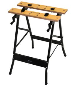 DURHAND 4-in-1 Work Bench, Folding Clamp Table w/ 4 Adjustable Clamping Pegs for DIY Home Garage, Black