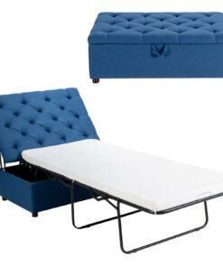 2-in-1 Convertible Sofa Bed with Mattress for Home and Office-Blue