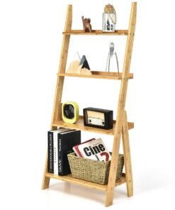 Bamboo Freestanding Decorative and Storage Shelf for Living Room Bedroom-Natural