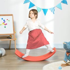 ZONEKIZ Balance Board Kids Wobble Board, Stepping Stone, Montessori-Inspired Toy for Children, Nursery Toy, for Ages 3-6 Years, 82 x 27.5 x 19.5cm - Red
