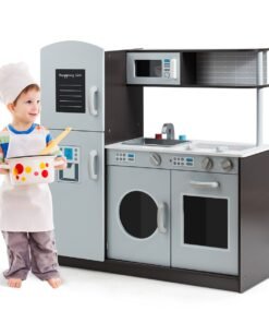 Kids Kitchen Set with Sink and Faucet, Stove, Oven and Microwave