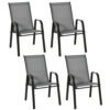 Outsunny Set of Four Stackable Mesh Seat Chairs - Dark Grey
