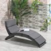 Outsunny Outdoor Foldable PE Rattan Sun Lounger with Soft Padded Cushion, Ergonomic Curved Design Sun Bed for Balcony, Garden, Grey
