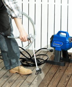 HOMCOM Airless Paint Sprayer, Thinning-Free, Electric? Fence Paint Sprayer for Exterior and Inner DIY Painting Projects, Wall Spray Gun Machine, Household Use, 1.5L/min, 200Bar, 7.5m Hose Dark Blue