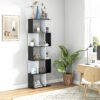 HOMCOM Bookcase, S-Shaped Wooden Bookshelf, 5/6 Tiers Freestanding Storage Shelf, Home Office Decorative Display Stand Rack, Black and White, 24D x 60W x 184.5H