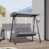 Outsunny 2 Seater Garden Swing Chair with Adjustable Tilting Canopy, Outdoor Hammock Bench with Steel Frame for Patio, Grey