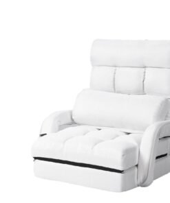 Adjustable Folding Floor Lazy Chair with Pillow-White