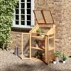 Outsunny Wooden Cold Frame Polycarbonate Greenhouse with Openable Top Cover and Double Door, Grow House for Flower, Vegetable and Plants, 70 x 50 x 120cm, Grey