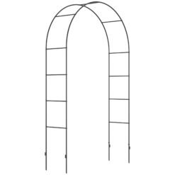Outsunny Outdoor Garden Arch, Metal Garden Arbor for Climbing Plants, Roses, Vines, Wedding Arch for Outdoor, 140L x 40W x 240H cm, Black