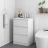 kleankin 600mm Bathroom Vanity Unit with Basin and Single Tap Hole, High Gloss White Floor Standing Bathroom Sink Unit with 2 Drawers for Cloakroom