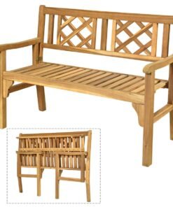 Foldable Acacia Wooden Bench Chair with Solid Hard Wood Structure